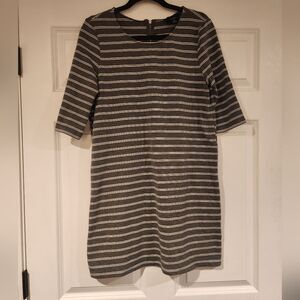 Lumiere stretchy gray and white striped dress M